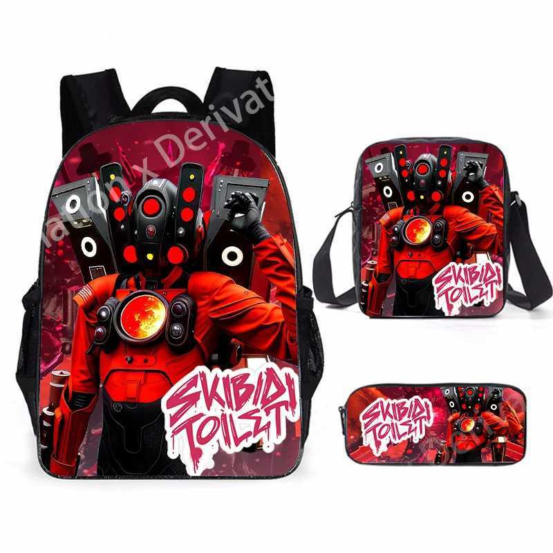 3pcs Skibidi Toilet Titan Drillman Schoolbag Set Titan Speakerman Print Student Backpack Casual Backpack For Boys And Kids Y240809
