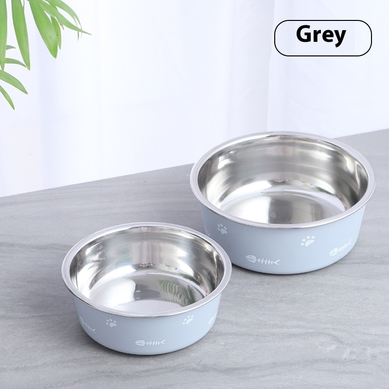 New Double Layer Thickened or Absorbing Non slip Pet Nordic Style Stainless Steel Dog Bowl, Cat Bowl