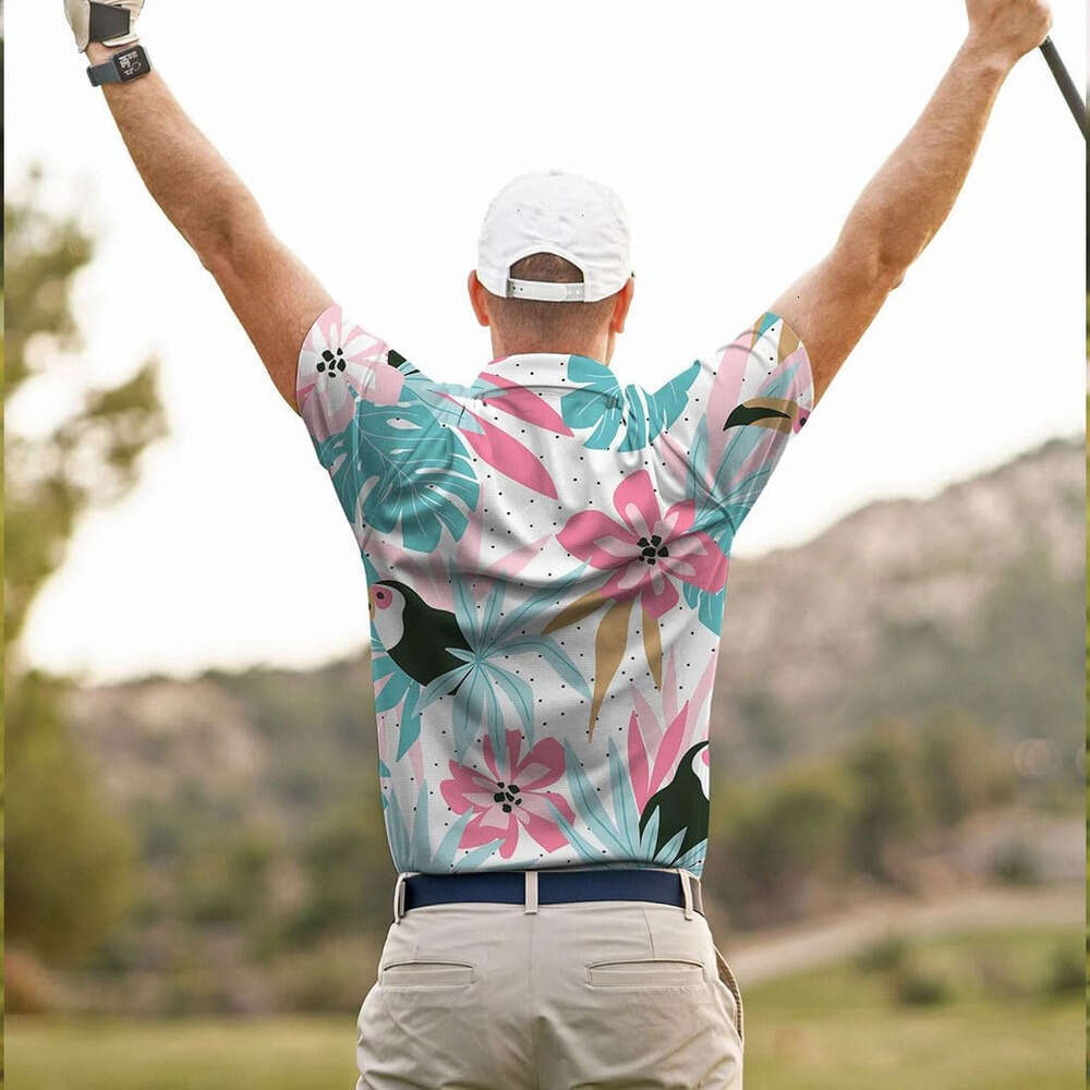 Fashion Mens Polo shirt trend Mens Golf Shirt Print Performance Polo Quick-Dry Shirts for Men Polos shirts tshirt Casual tops summer clothes Short sle
