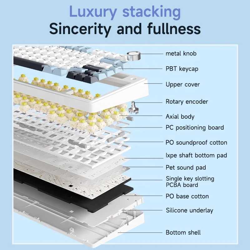 AULA F75 2.4G Wireless/etooth/Wired Gaming Mechanical Keyboard RGB Customized 75% Layout OEM Profile Gasket StructureXJ241225