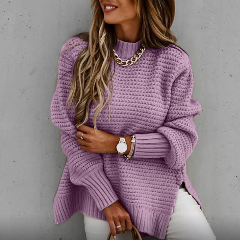 Women's Fried Dough Twists thread loose half high collar coarse wool thickened front short back sweater women dongdumaoyi