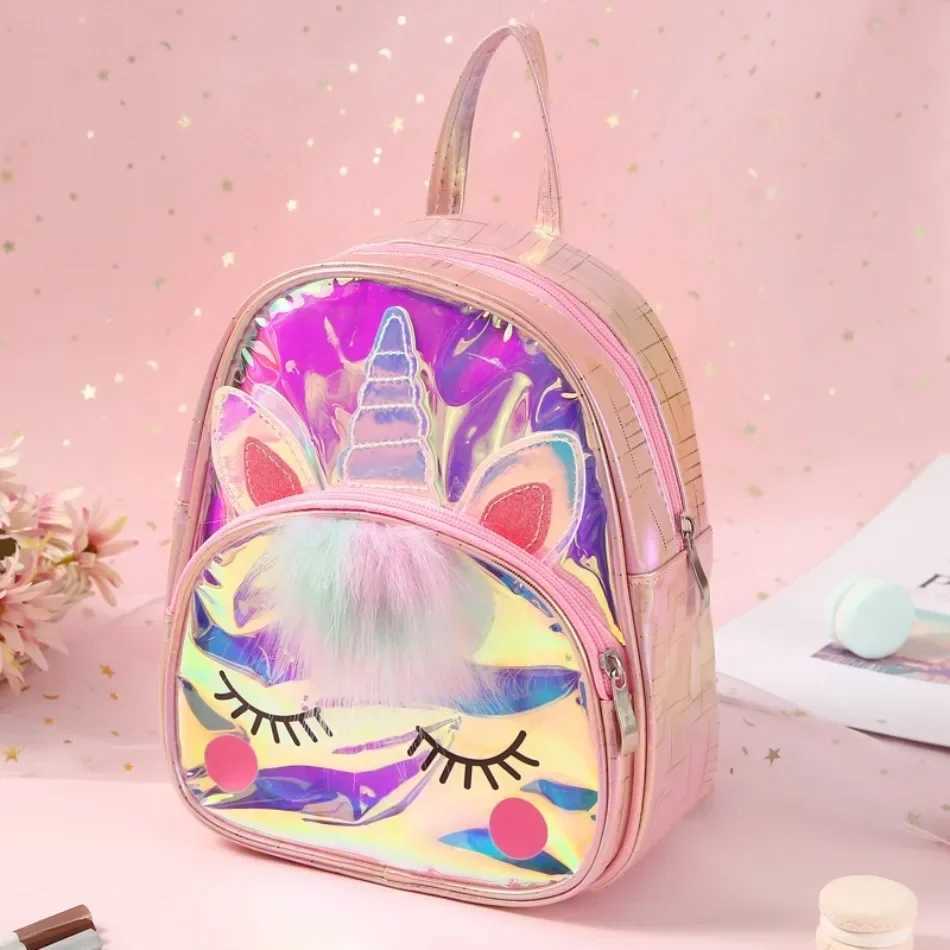 Toddler Kids Unicorn Waterproof TPU School Bag Jelly Backpack Children Kids Lovely Animal Laser Fashion Cartoon Shoulders Bag Y240809
