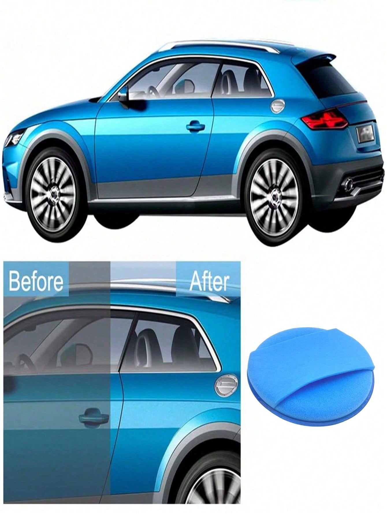 1pc Car Polishing Cleaning Hand-held Round Waxing Sponge Beauty Waxing Cleaning Handheld Waxing Cotton Polyester Sponge Friction-resistant