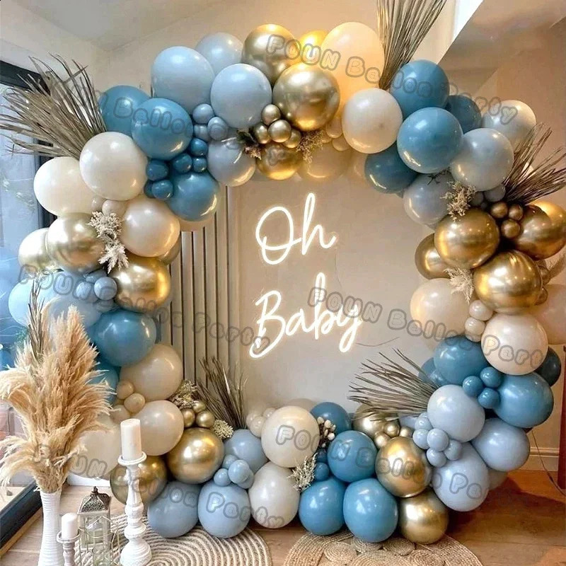 Boy Birthday Party Balloons Garland Arch Kit Maca Blue Latex Ballon Birthday Baby Shower Decoration Marry Wedding Decor Supplies 240809