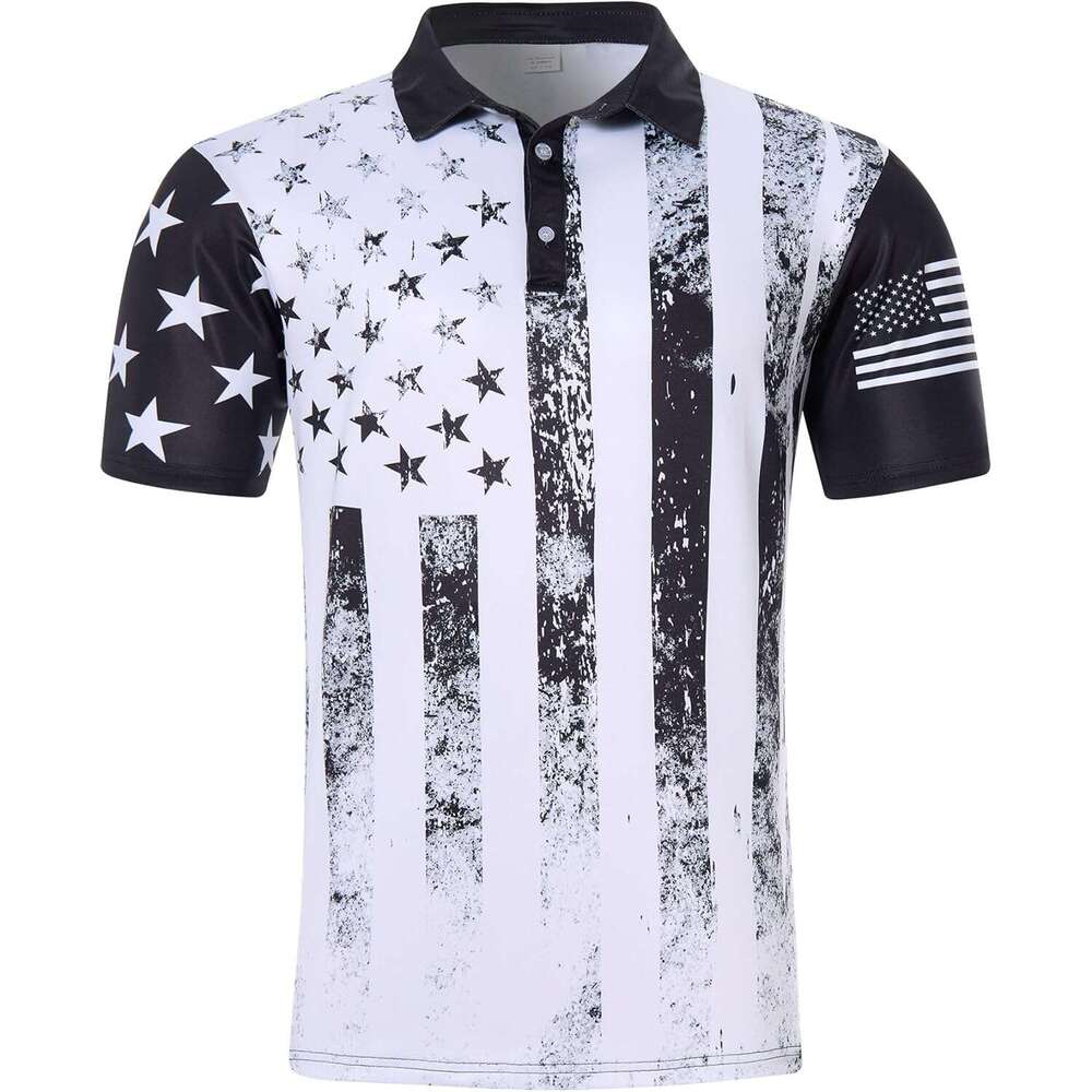 Fashion Mens Polo shirt Mens American Flag Golf Shirts 4th of July Polo Shirt Dry Fit USA Patriotic comfort Polos shirts tshirt Casual tops summer clo