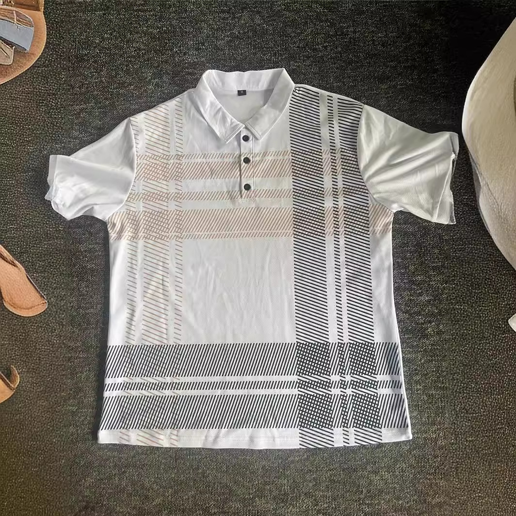 Ins 24ss Summer Sale Polo Shirt Printed Stripe Mens Sports Polo Shirt