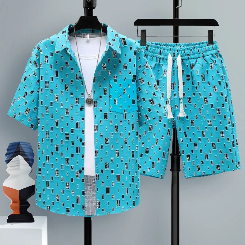 2024 Summer bet Pattern Sportswear Mens Casual Set Mens Shorts and Full Size Mens T-shirt M-4XL240809