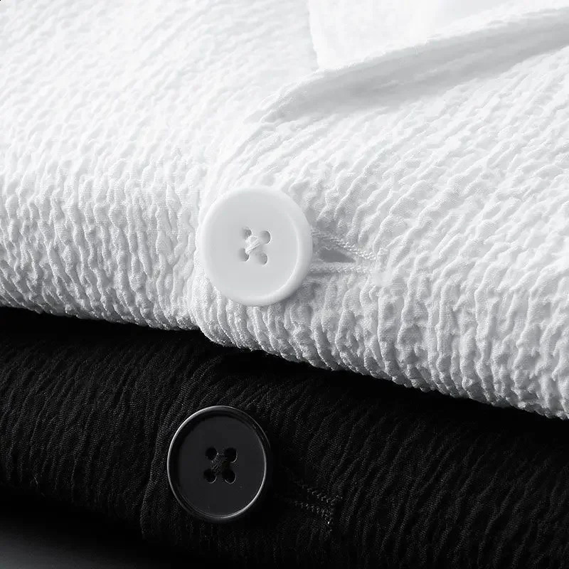 Mens set drawstring pants smart casual mens track suit spring and autumn pleated thin single button promotional 240809