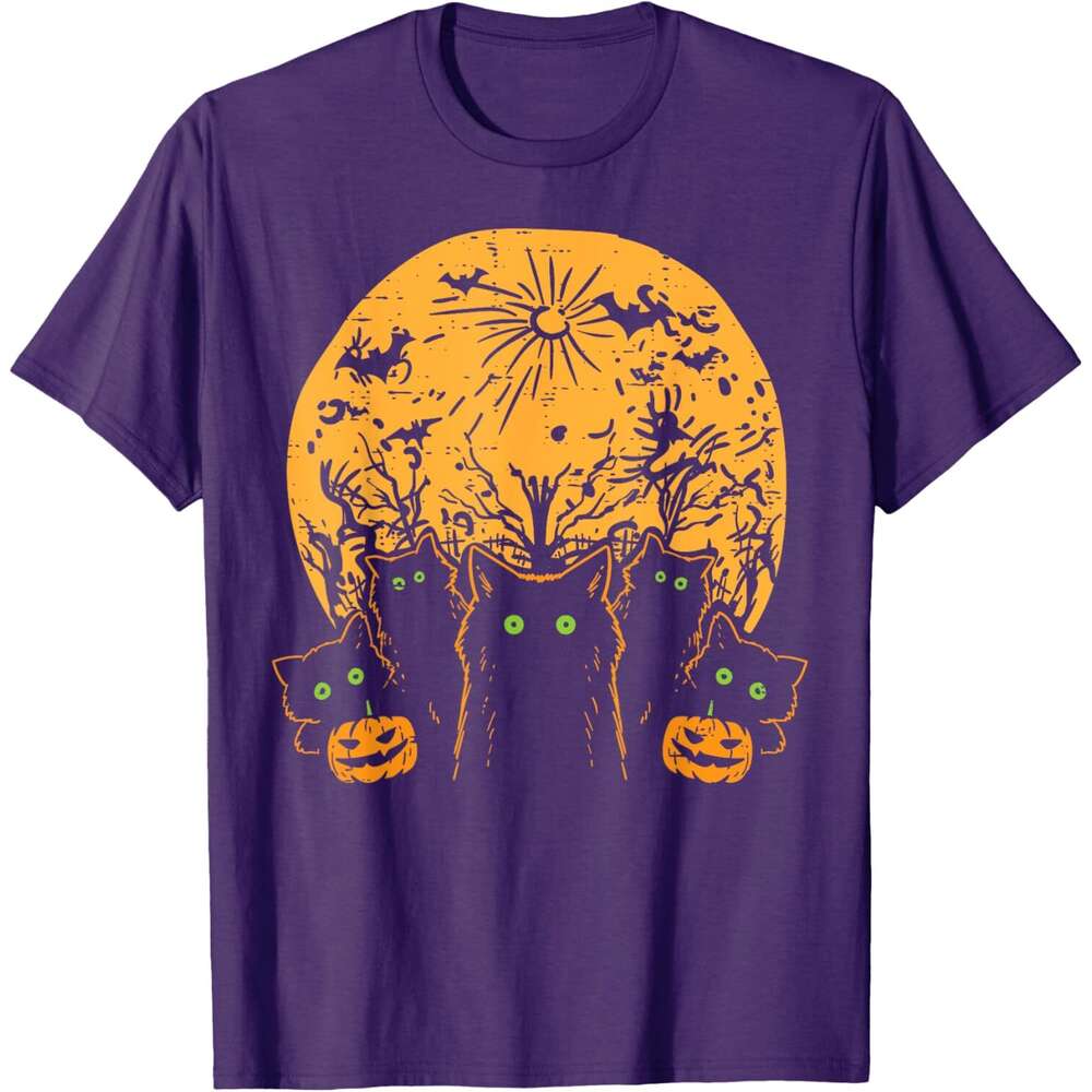 2025S Fashion Designer T Shirt For Mens Black Cats Full Moon Halloween Animal Pet Men Women Kids T Shirt Shirts Tshirt Graphic Tee Casual Tops Clothes