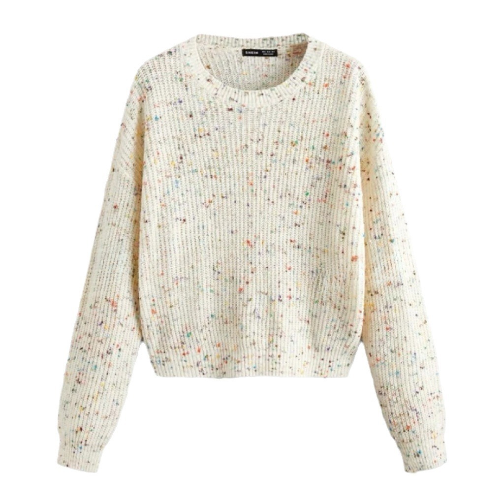 New autumn and winter colored polka dot pullover long sleeved top with a design sense, knitted sweater for women dongdumaoyi