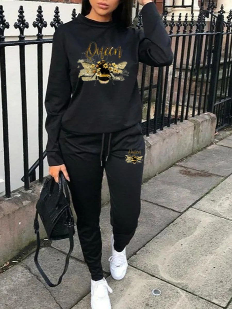 LW Plus Size Woman Tracksuit Two Piece Set Letter Print Pants Set Pullovers Sweatshirts Female Jogging Woman Clothing Sports Sui 240810