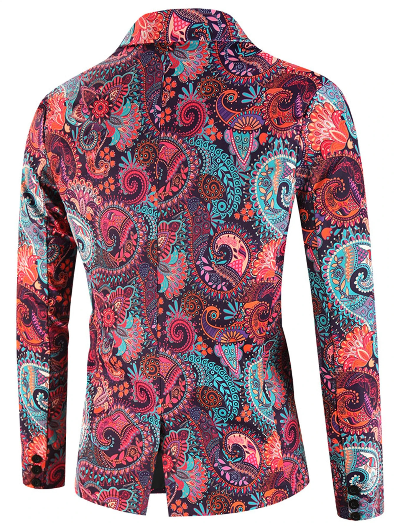 Mens fashionable colorful paisley pattern jacket casual long sleeved one button lapel set jacket ultra-thin suitable for party/FO dress jacket240809