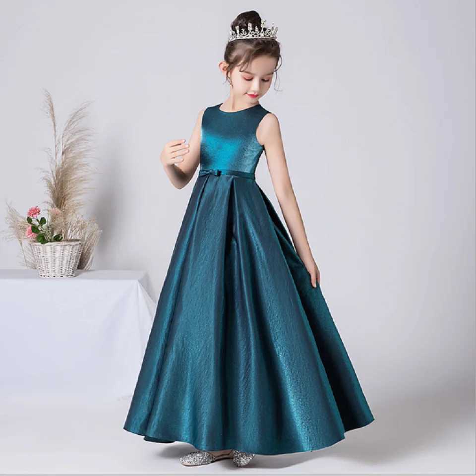 Dideyttl Customized Sleeveless Flower Girl Dress Par Dress Girl Satin Youth Concert Formal Elegant Banquet Dress W250326