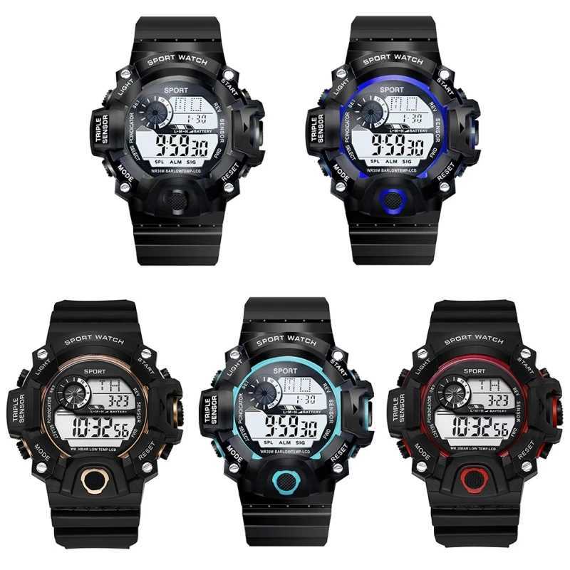 Mens Luminous Electronic Watches Fashion Childrens Sport Watch Noctilucent Alarm Clocks Watch for Boys Girls Black Y240809