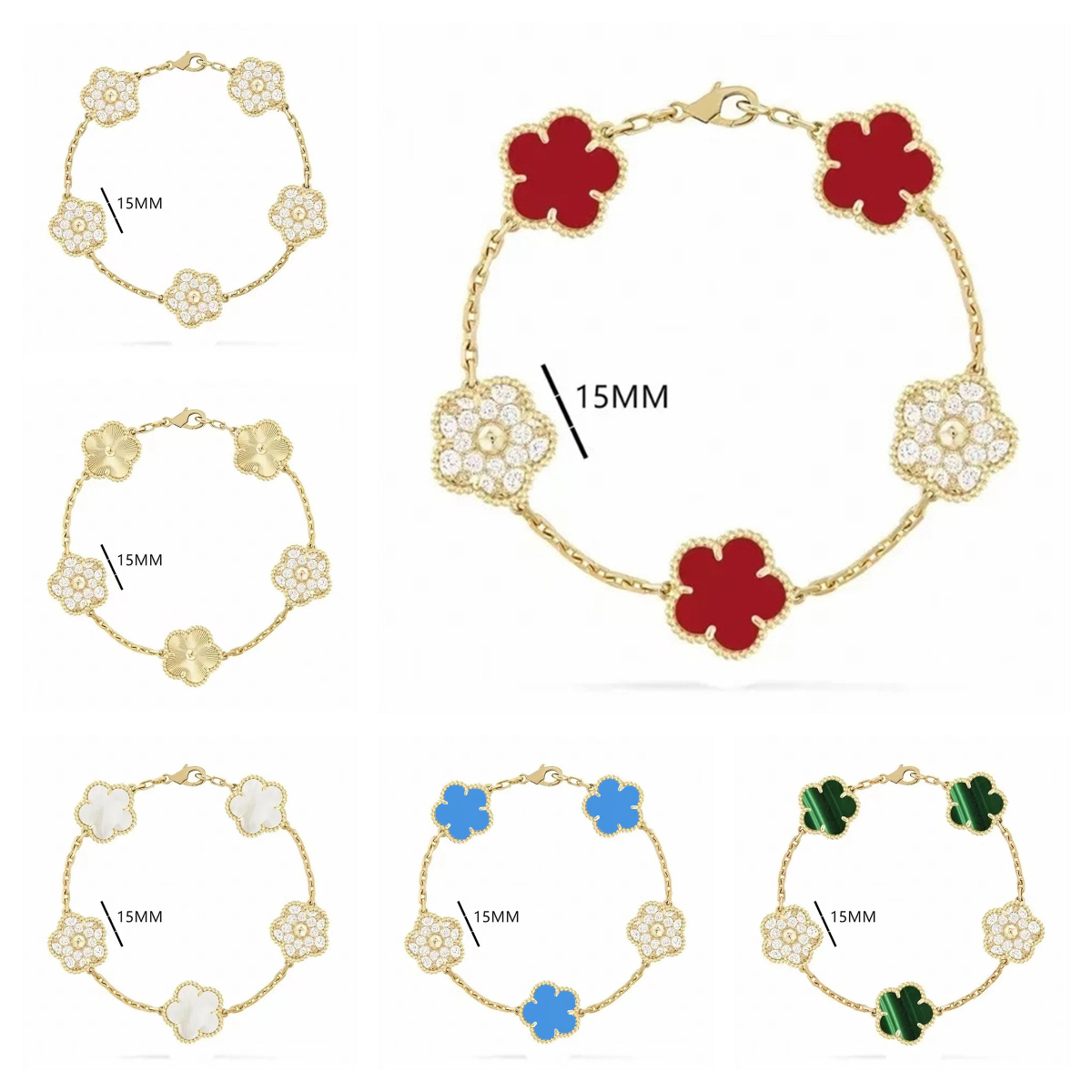 charm bracelet designer jewelry designer bracelet women five flowers 18k gold jewellery stainless steel bracelets diamonds clover bracelet designer accessories