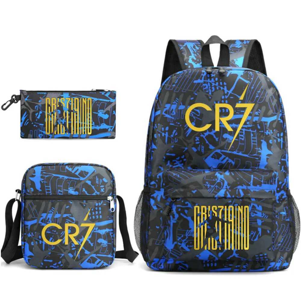 3pcs New CR7 Backpack Fashion School Bags For Boys Girls Teenagers Laptop Mochilas With Shoulder Bags Y240809