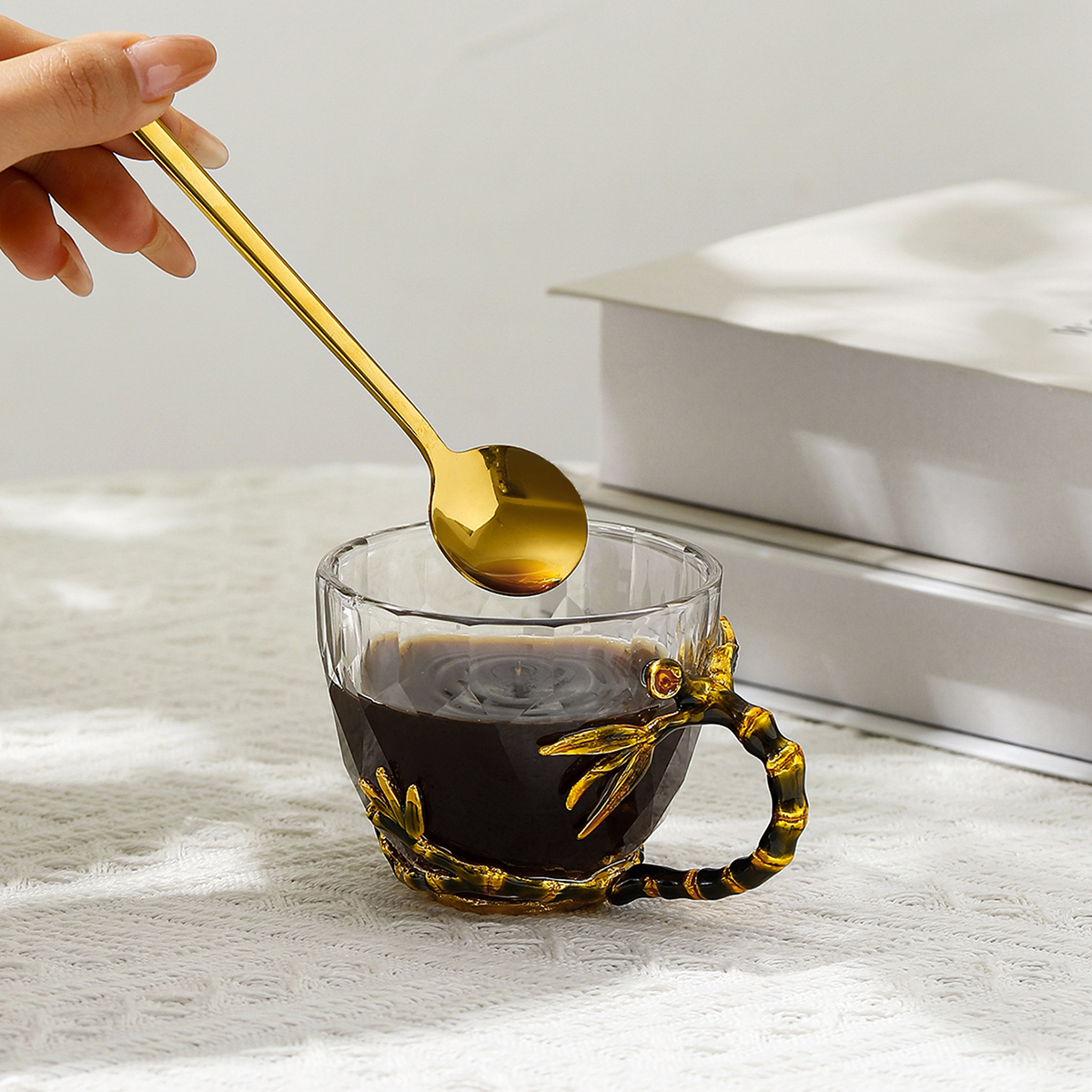Round enamel color water cup high temperature resistant crystal glass light luxury transparent teacup