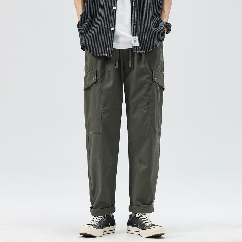 Work Pants for Men Trendy and Fashionable Loose Straight Leg Pants Spring and Summer Loose Sports Pants Trendy style Pure Cotton Casual Pants