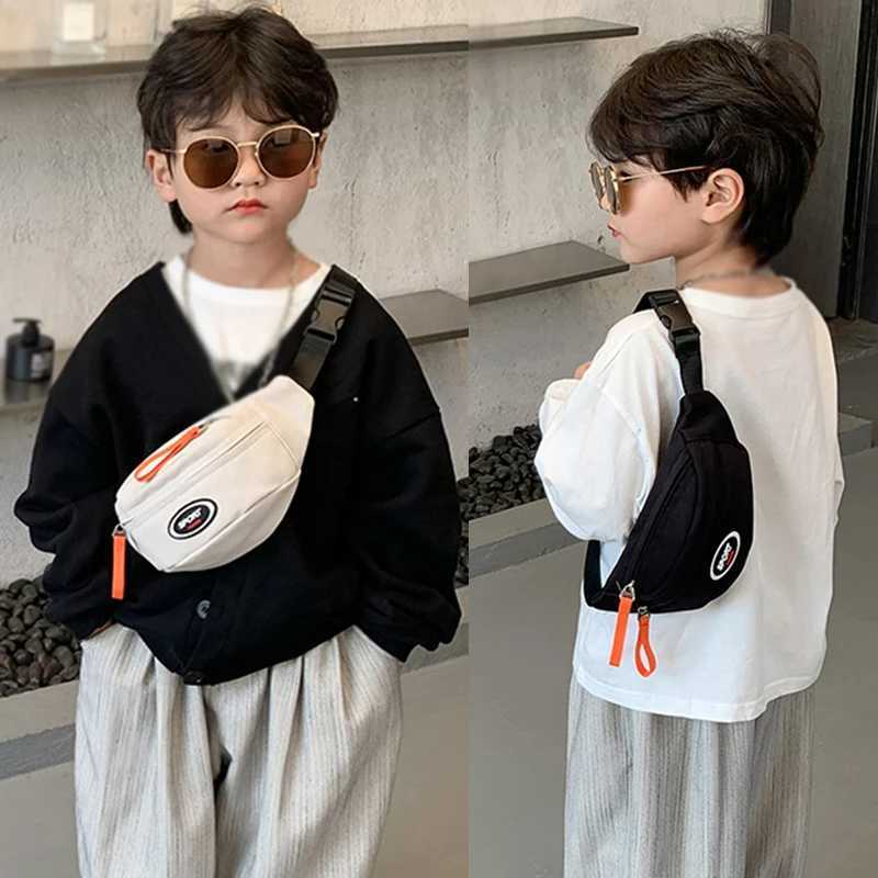 Boys Handsome Chest Bag Korean Kids Trend Messenger Bag Childrens Leisure Shoulder Package Mobile Phone Handbag Girl Fanny Pack Y240809