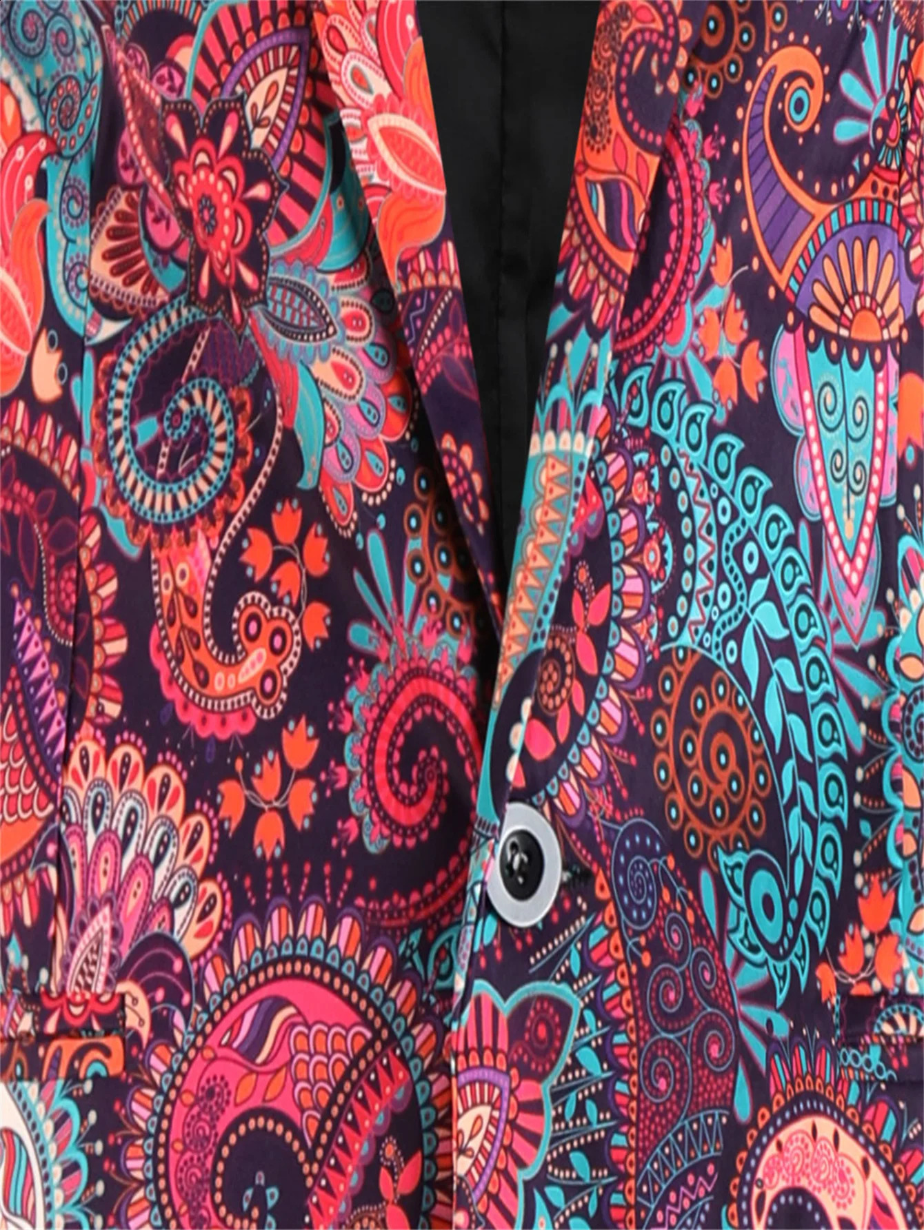 Mens fashionable colorful paisley pattern jacket casual long sleeved one button lapel set jacket ultra-thin suitable for party/FO dress jacket240809