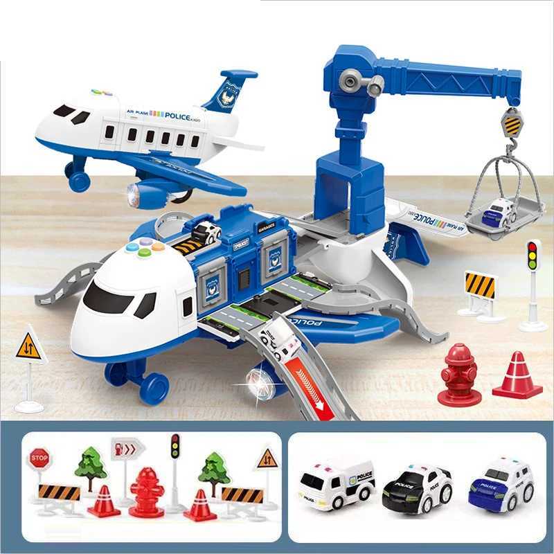 New Deformation Music Simulation Track Inertia Toy Aircraft Large Size Passenger Plane Kids Airliner Toy Car for Childrens Gift Y240809