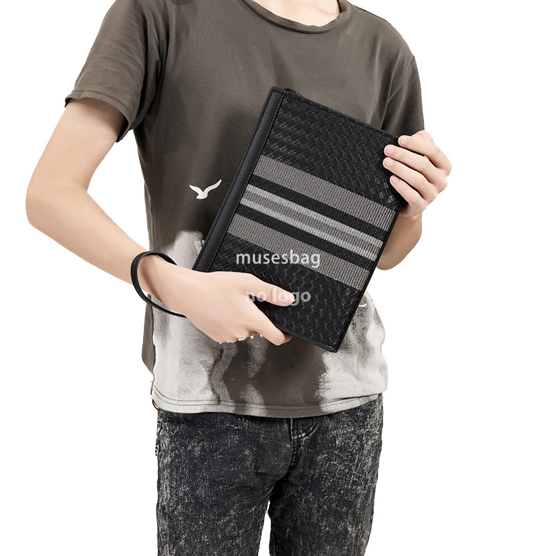 New high quality clutch bag Men's embroidered striped woven Youth clutch envelope Large capacity clutch bag cross-border