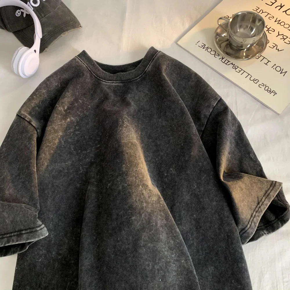 Washed Vintage Men Women T-Shirts Street Hip Hop Retro Punk T Shirt Harajuku Casual Cotton Short Sleeve Acid Wash TShirts Tops 240810