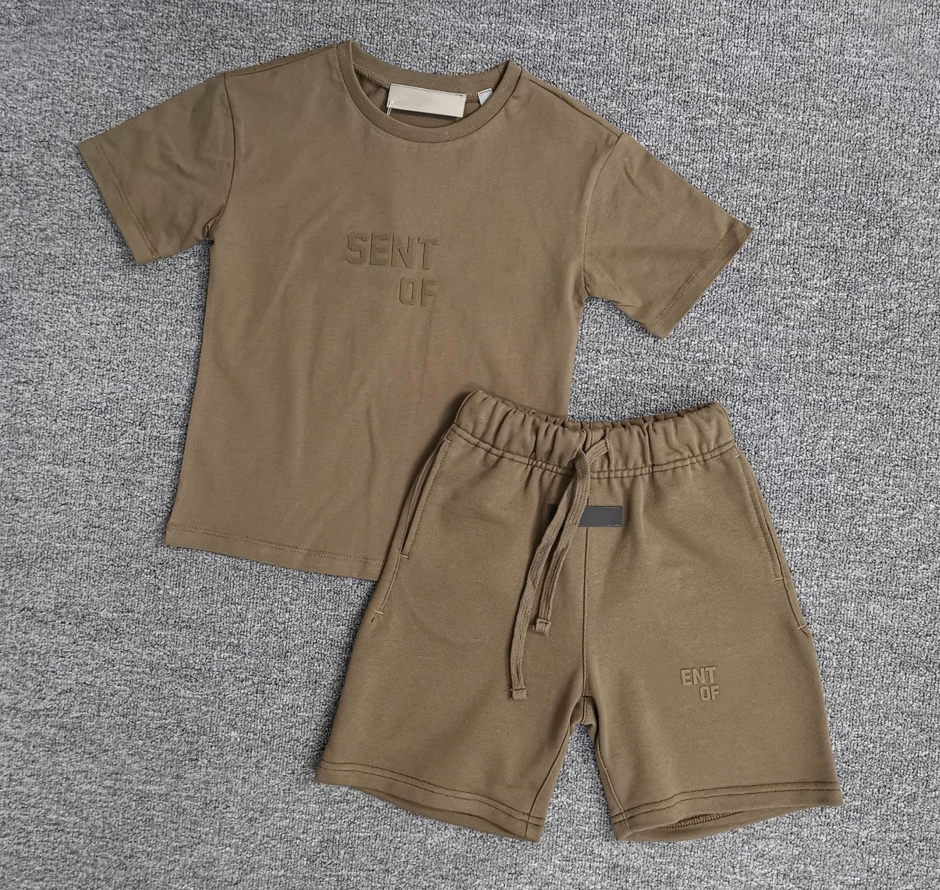 Short And T Shirt Set Kids Lightweight Cotton Summer Outfit - Letter Print Tee and Shorts for Playtime Fun y250607MSEW