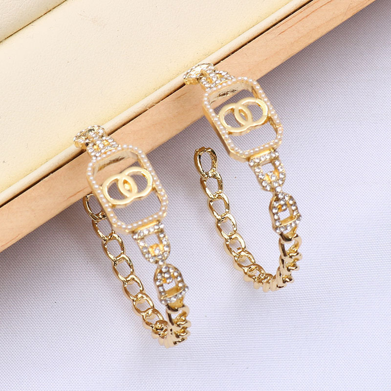 Tassel Stud Long Earring Dangle Crystal Geometric Luxury Women Rhinestone Pearl Wedding Party Jewerlry Accessories