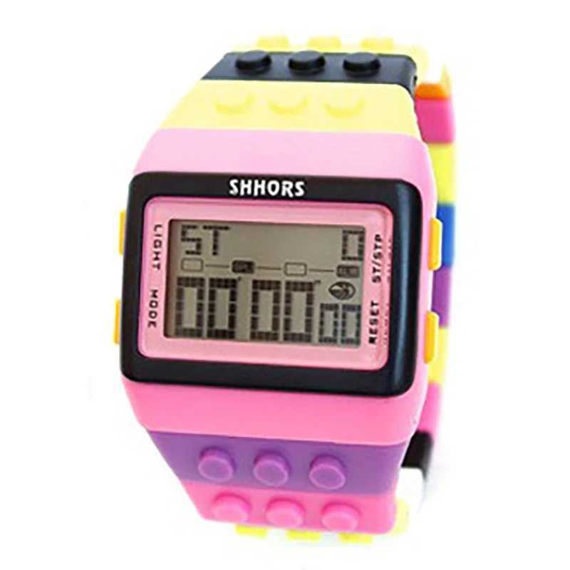 UTHAI CE145 Colorful Building Blocks DIY Digital Electronic Student Watch Leisure Sport Fashion Multifunctional Childrens Watch Y240809