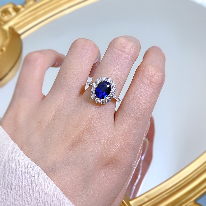 Sparkg Blue Sapphire Moissanite Eternity Ring in Sterg Sier for Ladies - 2024 Choucong Wedding Jewelry Gift