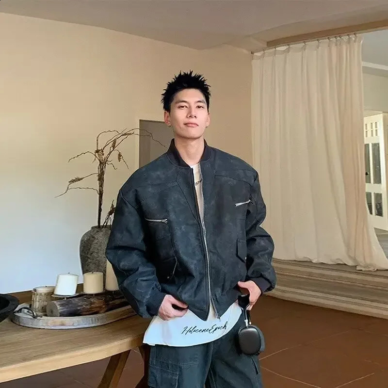 Stylevintage Pu leather mens coat thickened autumn/winter sales niche aviation motorcycle jacket street trend240809