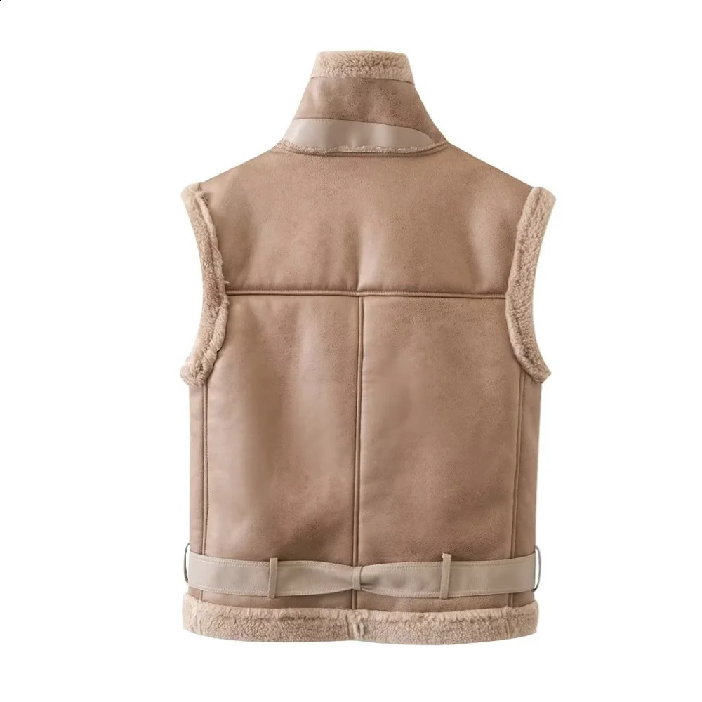 UNIZERA AutumnWinter Product Womens Fashion and Casual Versatile Polo Collar Zippered Sleeveless Vest Coat 240809 - view 5