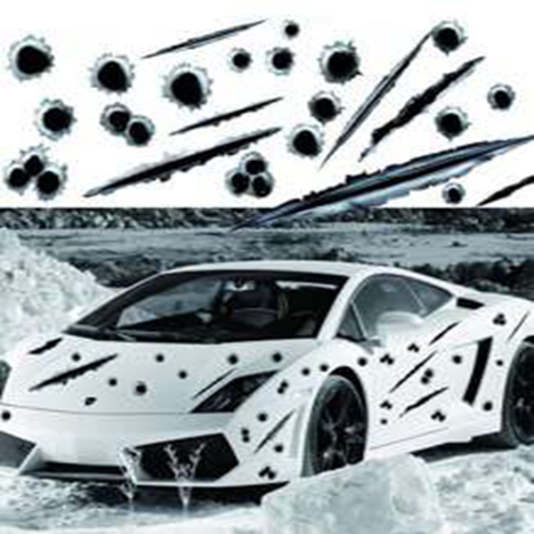 Bullet hole scratch sticker personality creative cover crack simulation bullet car large sticker waterproof
