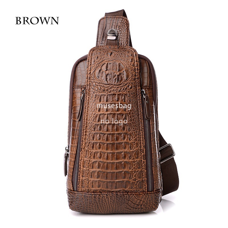New high quality PU leather men's chest bag crocodile single shoulder crossbody bag Fashion single shoulder bag business men's bag