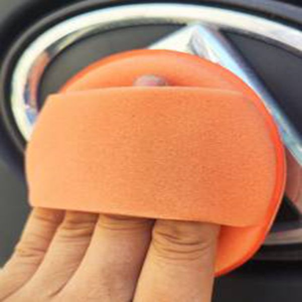 1pc Car Polishing Cleaning Hand-held Round Waxing Sponge Beauty Waxing Cleaning Handheld Waxing Cotton Polyester Sponge Friction-resistant