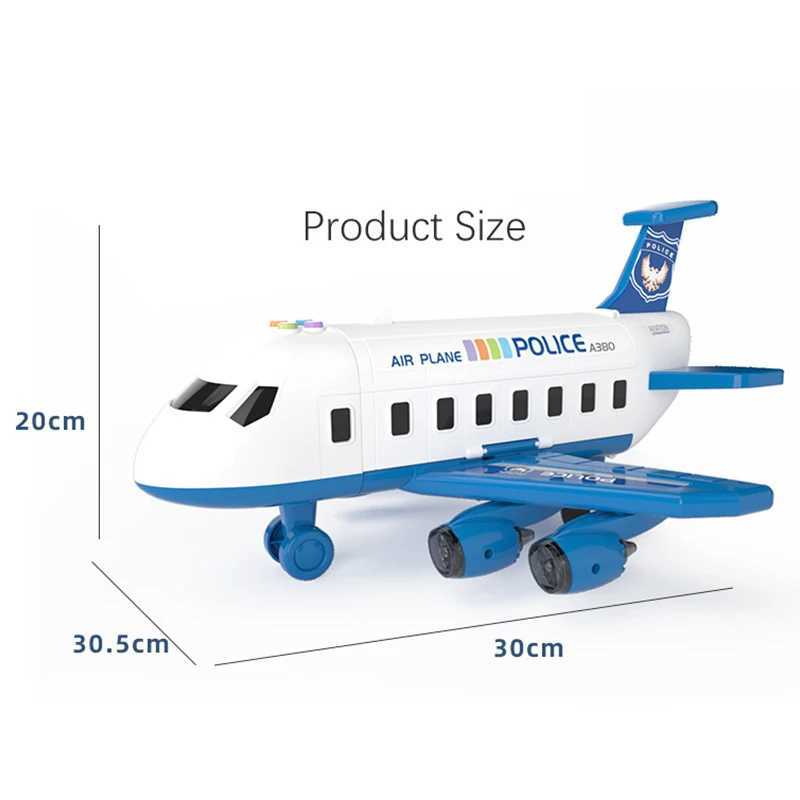 New Deformation Music Simulation Track Inertia Toy Aircraft Large Size Passenger Plane Kids Airliner Toy Car for Childrens Gift Y240809