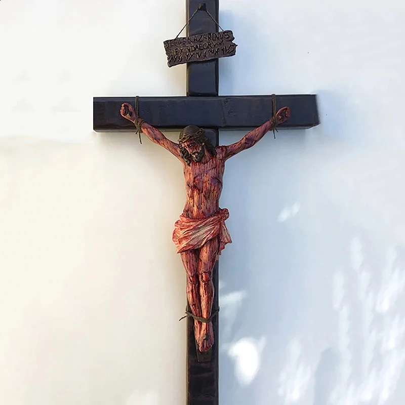 Crucifix Statue Jesus Cross Resin Statue Christ Figure Catholic Religious Accessories Church Decoration Hang Wall Decor for Part 240809