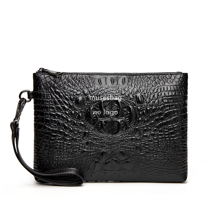 New PU material men's crocodile print clutch bag storage bag youth large capacity official bag clutch bag