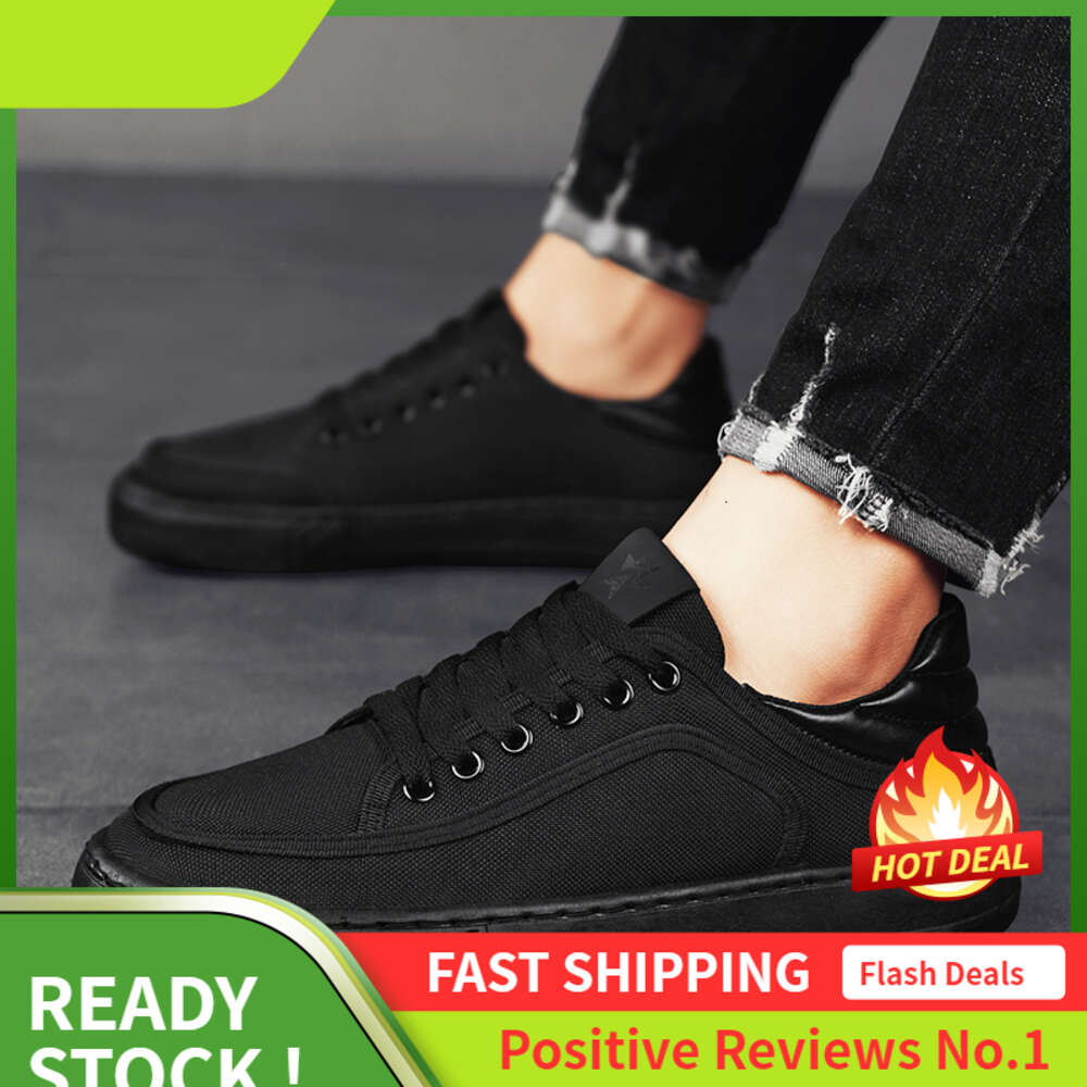 Ddmyoutdoor NN Canvas Pure Black Wear Resistant Thick Sole Versatile Breathable Casual Work Outdoor Shoes
