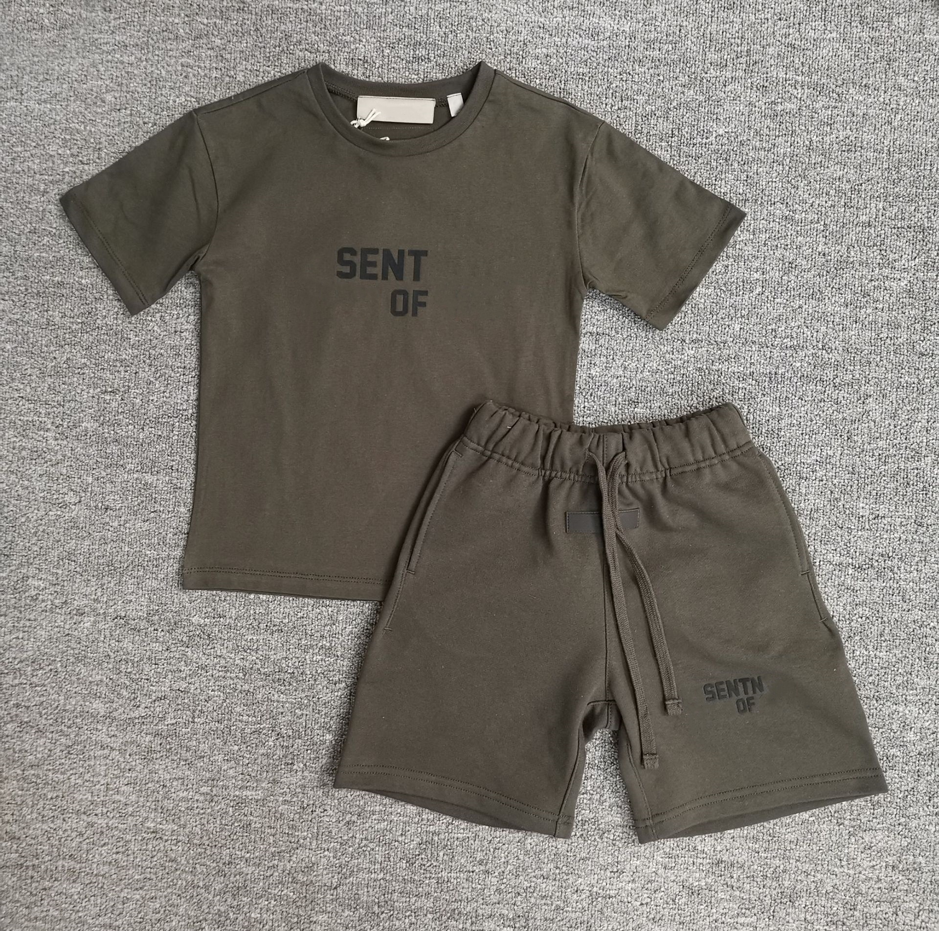 Short And T Shirt Set Kids Lightweight Cotton Summer Outfit - Letter Print Tee and Shorts for Playtime Fun y250607MSEW