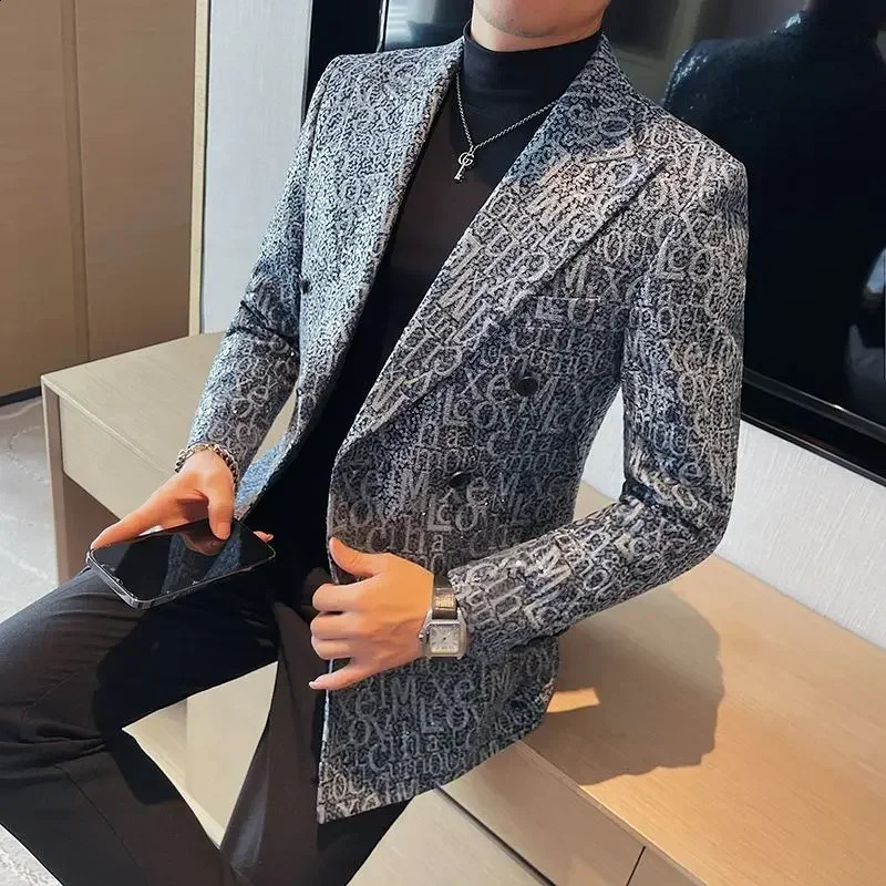 Mens Party Jacket Double Chest Jacket Plus Large Mens and Pioneer Oversized Classic High Quality Retro Simple 2024240809