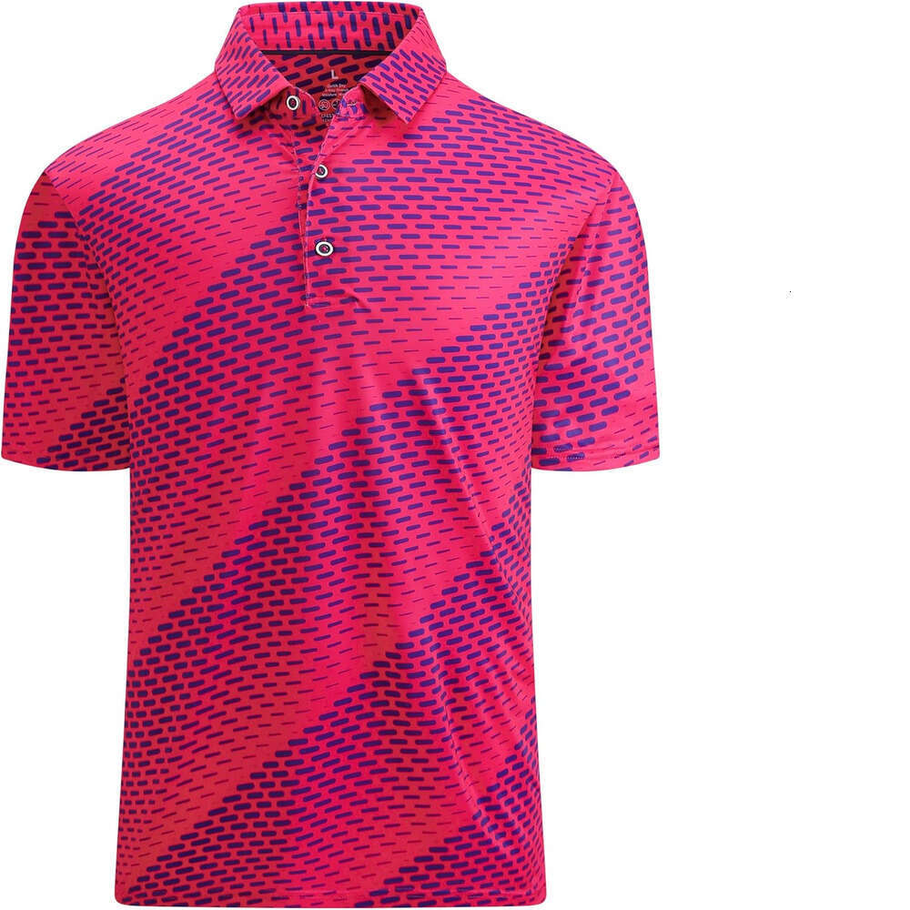 Mens Polo shirt pink Golf Shirt Print Performance Moisture Wicking Dry Fit Polo Shirts for Men Polos shirts tshirt Casual tops summer clothes Short sl