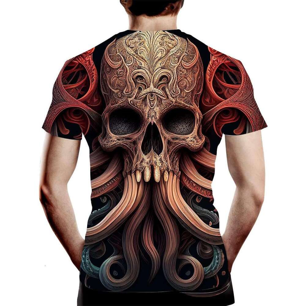 Halloween Mens T shirt Skull Octopus King Shirt Retro Fun Sea Creature Personality T-Shirt shirts tshirt graphic tee Casual tops summer clothes Short 