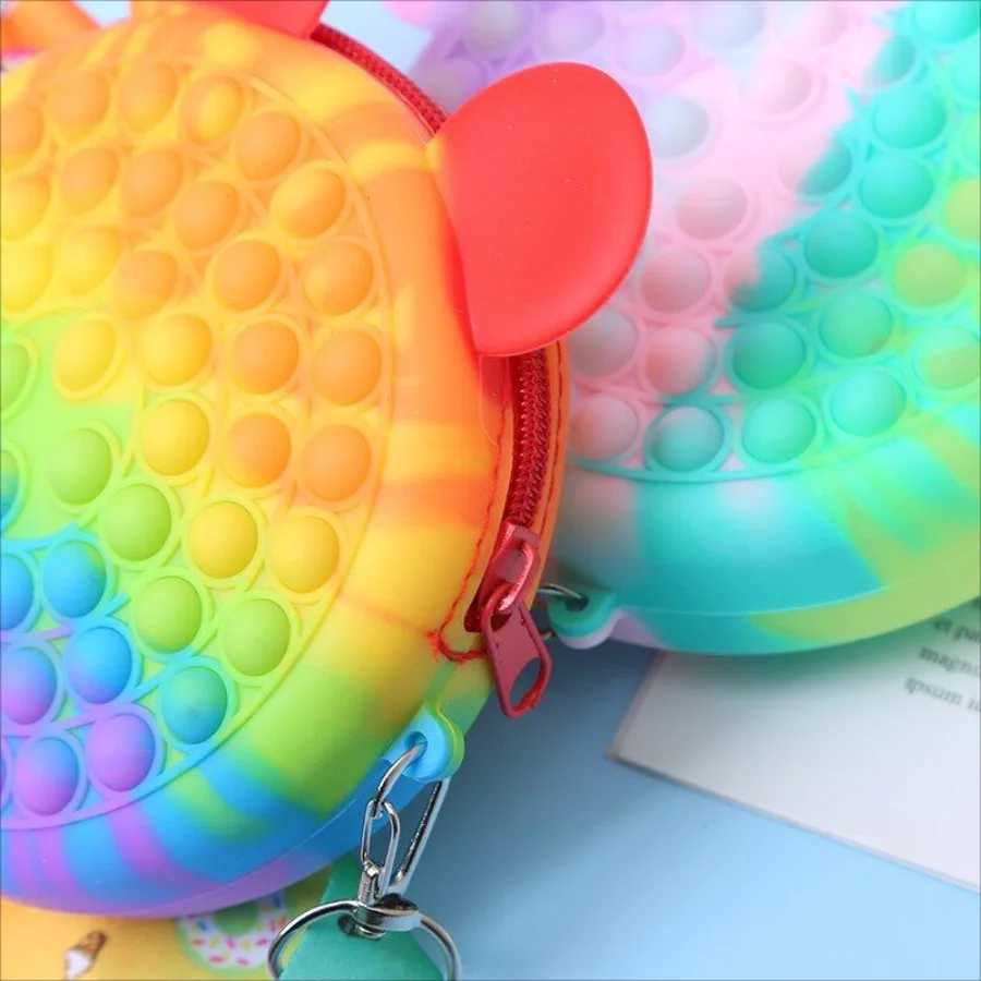 Cute cartoon colorful stress relief shoulder crossbody bag for boys and girls holiday gift kids stress relief pop fingertip toy Y240809