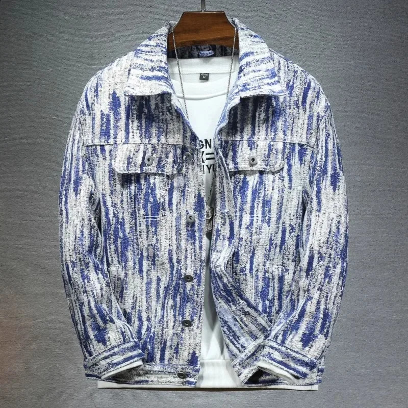 Spring Autumn Cotton printing Jeans Jacket Man Fashion Denim Jackets Coat Male Casual Bomber Jacket Men Clothing Outwear tops 240816