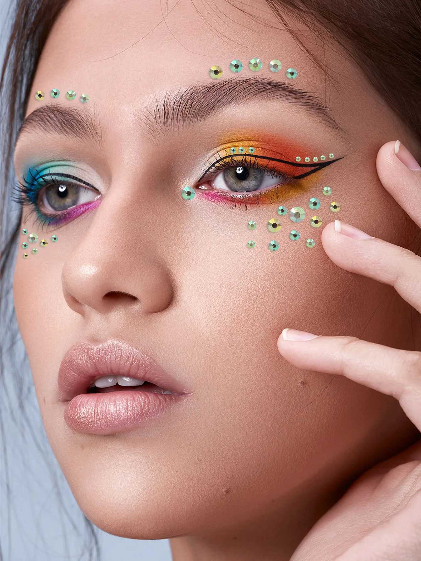Colorful Makeup Festival Jewels Nail Gems Diamonds Adhesive Glitters for the Rhinestone Face Temporary Tattoos Body Stickers Y240809