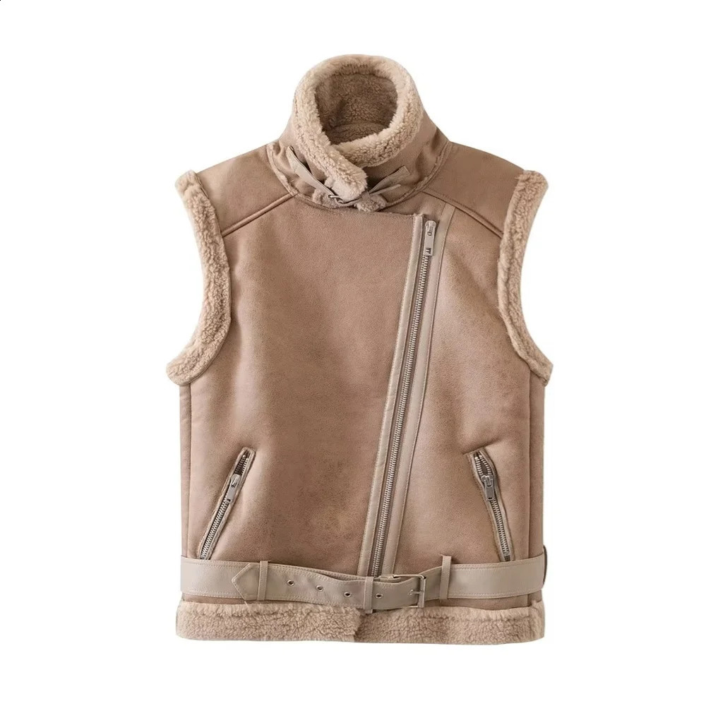 UNIZERA AutumnWinter Product Womens Fashion and Casual Versatile Polo Collar Zippered Sleeveless Vest Coat 240809 - view 4