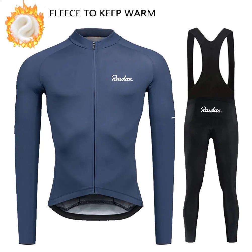 RAUDAX Winter Thermal Fleece Cycling Jersey Set Mans Long Sleeves Cycling Kits Mountain Bike Jersey Road Bike Cycling Suit 240808