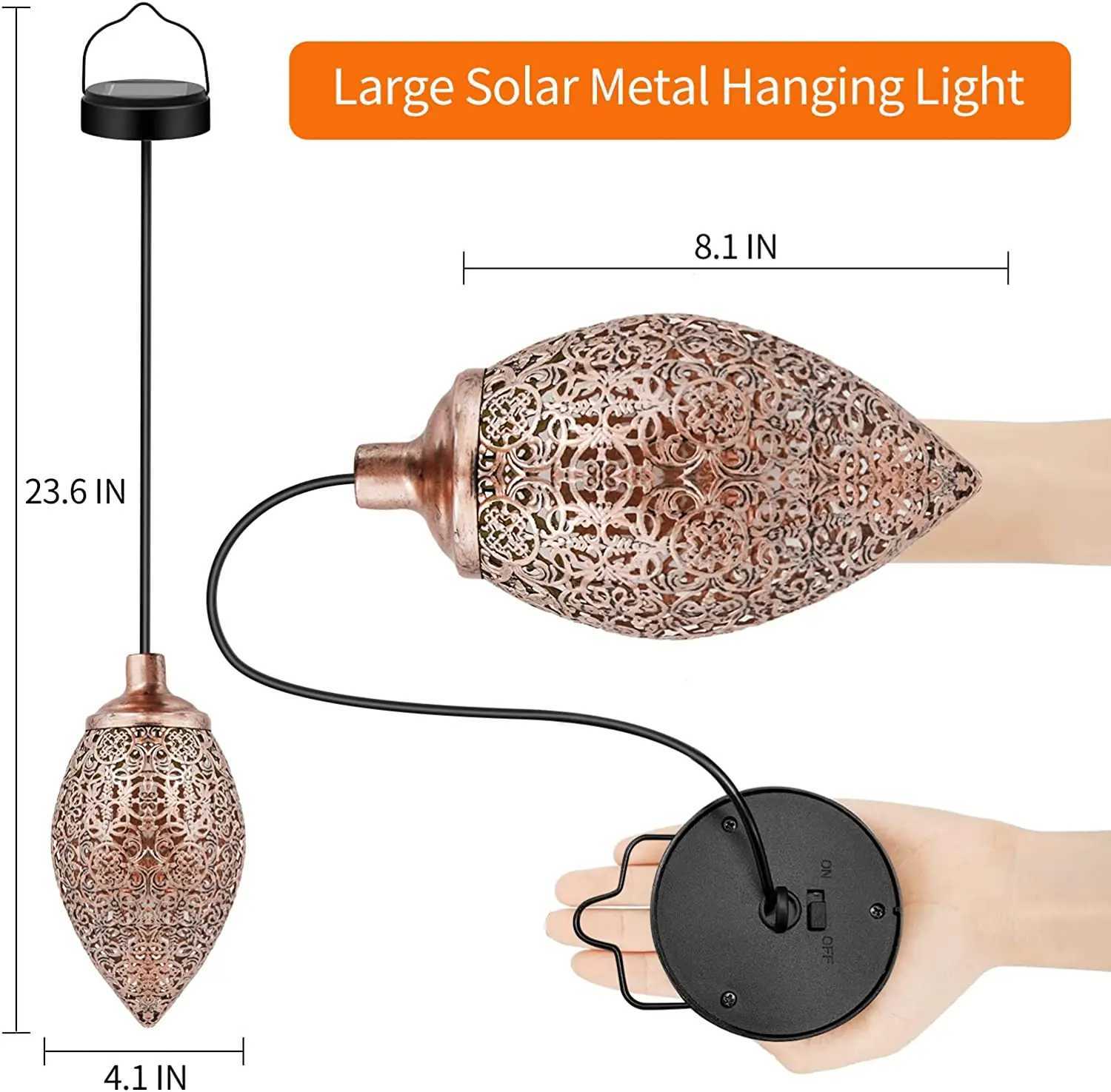 1/2 Pack Solar Hanging Lanterns Garden Decor Waterproof Outdoor Solar Powered Lantern Decorative Lights Retro Lamp for GardenCL240809